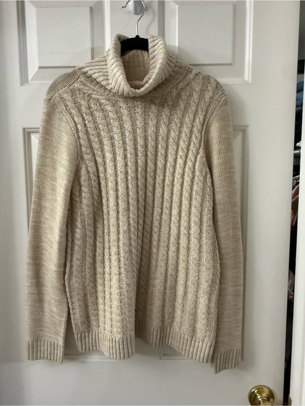 croft & barrow Cream Cable Turtleneck Sweater